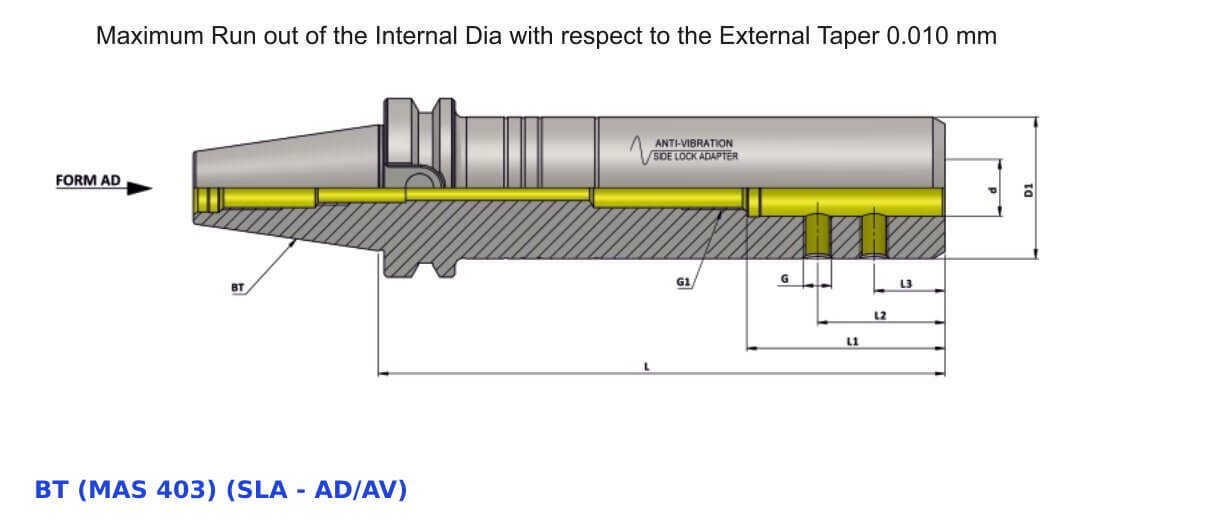 BT40 SLA16 200 Anti-Vibration Side Lock Holder